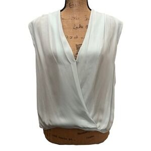 Michelle Mason 100% Silk Sleeveless Blouse Size Faux Wrap Seafoam Green‎ Size 4